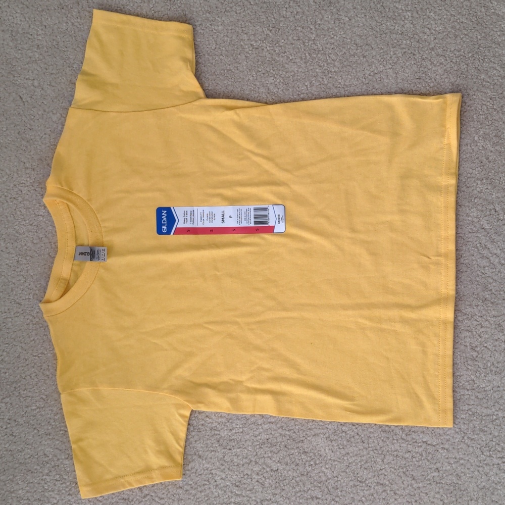 Youth Solid Yellow Crew Neck T-shirt (Size S)